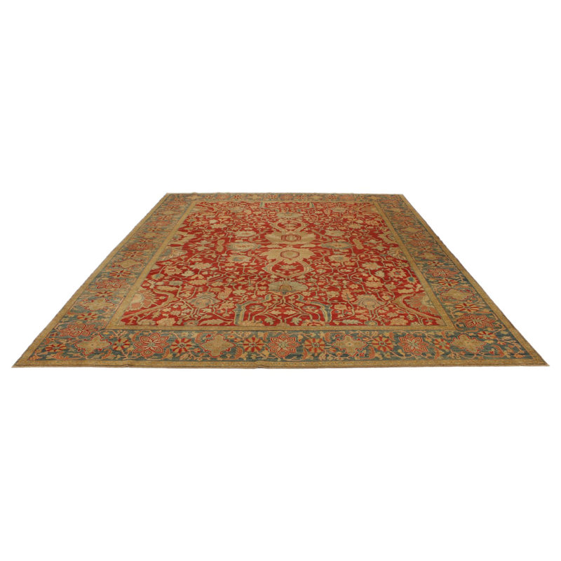 Tapis traditionnel rouge et bleu 9 x 12