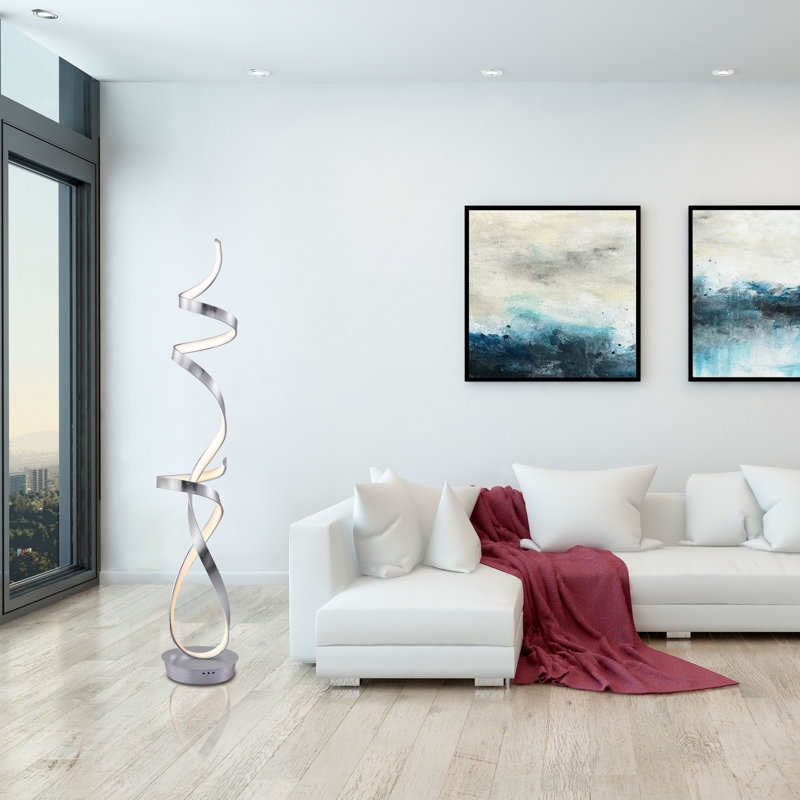 63'' LED Novelty Floor Lamp, White/Aluminium