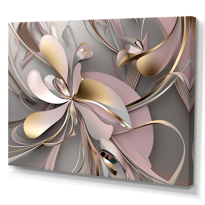 Art encadré liquide et effervescence rose I - 0, Toile tendue, H 34 po x l 44 po x P 1,5 po