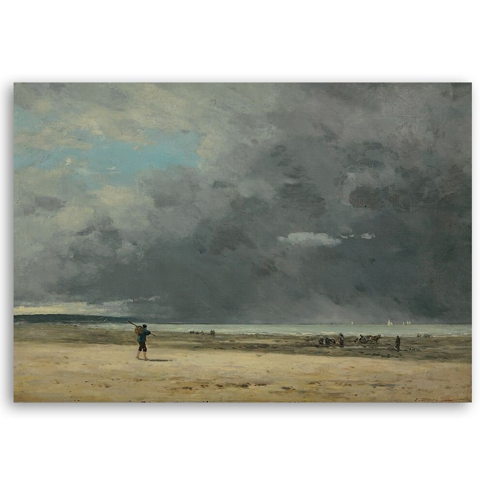 Gerahmtes Leinwandbild Deauville, Marée Basse von Eugène Boudin