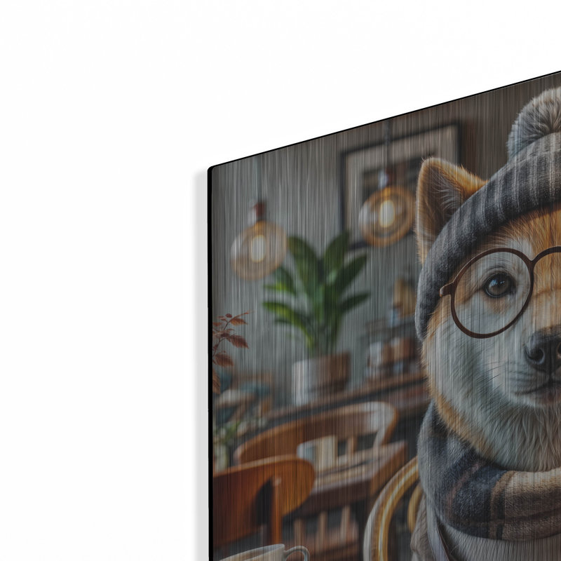 «Hipster Dog - Shiba Inu» par Rey Klimt, art mural en métal, H 24 po x l 24 po