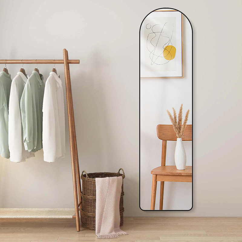 Full Length Aluminum Frame Arched Mirror, Black