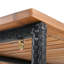 Table de bar 5 pièces à hauteur de bar en bois d'acacia et quatre tabourets avec coussins, table de salle à manger en osier de rotin PE, plateau de table pliable, ensemble bistro pour repas