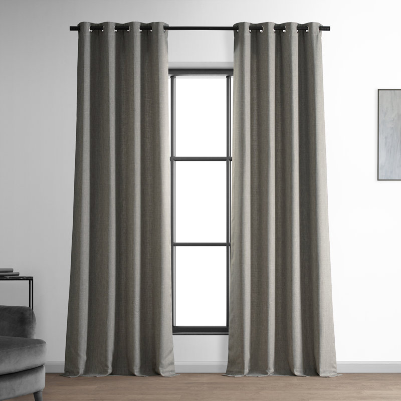 Quint Italian Faux Linen Grommet Room Darkening Curtains for Bedroom & Living Room Curtains - Single Panel Drapes, Taupe Gray
