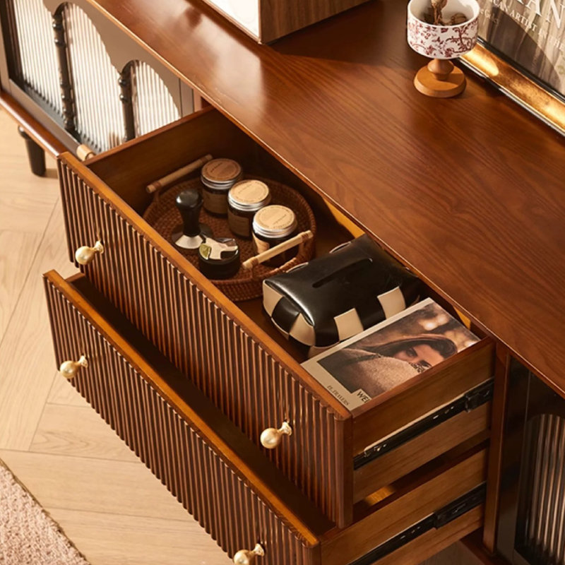 Meuble télé multifonctionnel rétro de style français, H 22,44 po x L 70,87 po x l 15,75 po