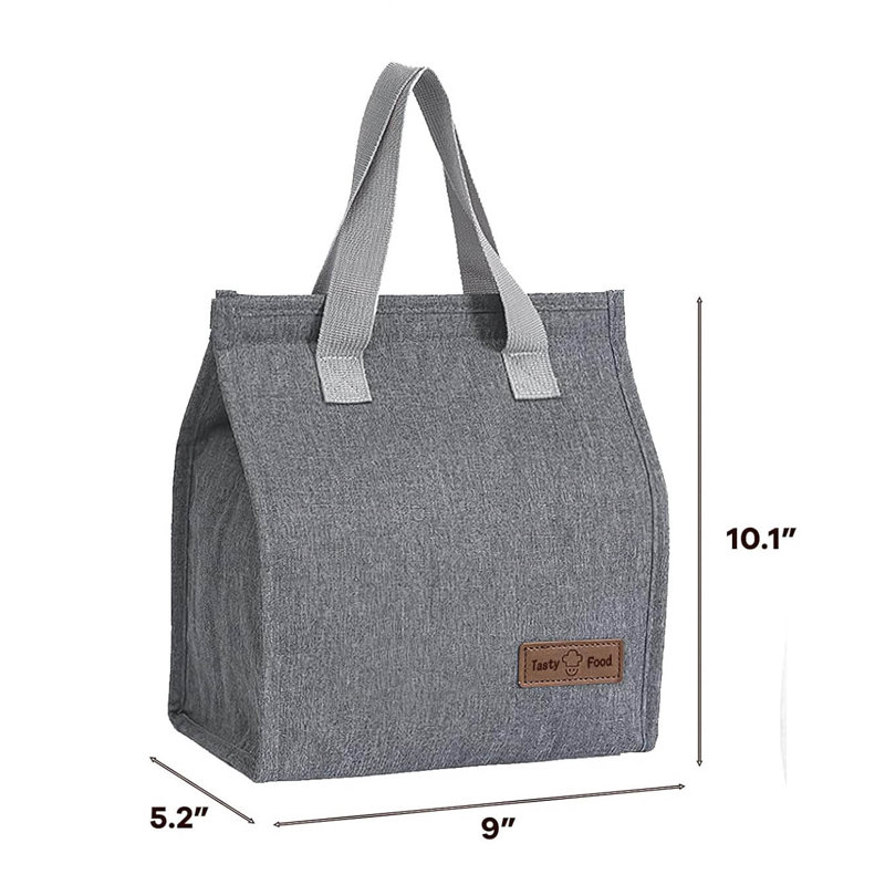 Lunch Bags For Women Men, Reusable Insulated Leakproof Lunch Box Tote Bag, Grey