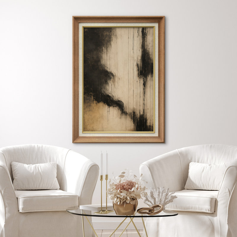 Œuvre encadrée de qualité supérieure - reproduction d'art abstrait pour décoration de salon - 26 po x 36 po, Naturel