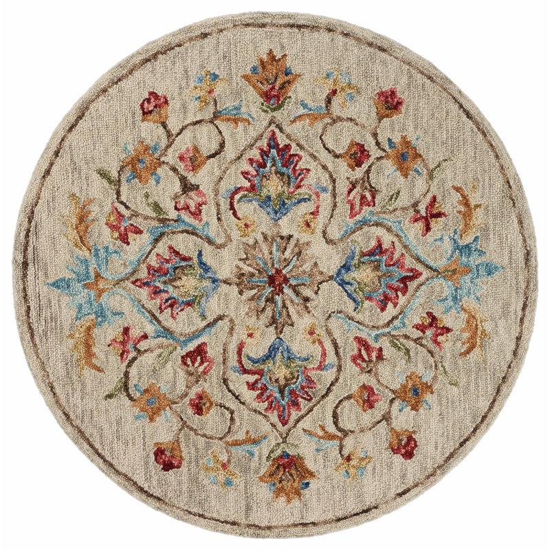 Aurora  Hand Tufted Floral Indoor Rug, Round 4'