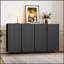 Buffet avec rangement, buffet avec amplement d'espace de rangement, crédence à 4 portes cannelées avec tablettes réglables pour la salle à manger et le salon (NOIR)-1468687989