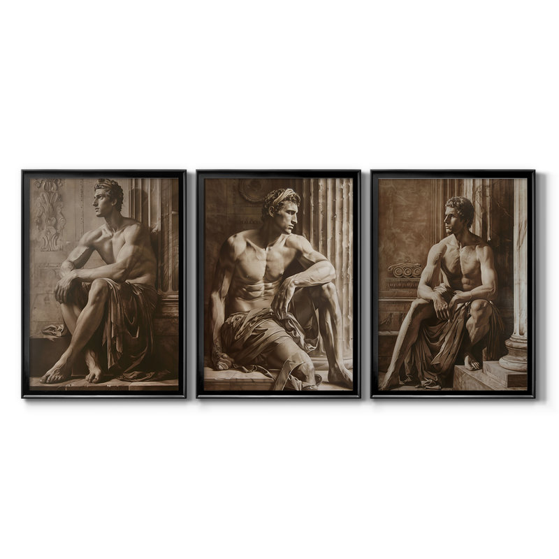 ABSTRACT Series CCLxxxix - Toile tendue avec châssis sur mesure - 3 pièces, H 21 po x l 30 po, Noir