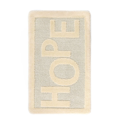 Luxurious Cream Bathmat, 23.6 x 39.4 Inches | 100% Polypropylene, 1.3 lbs/sq yd | Non-Slip Natural Latex Sole, 0.5 mm Pile & Sponge Height | Machine Washable, Perfect for Bathroom Safety & Comfort