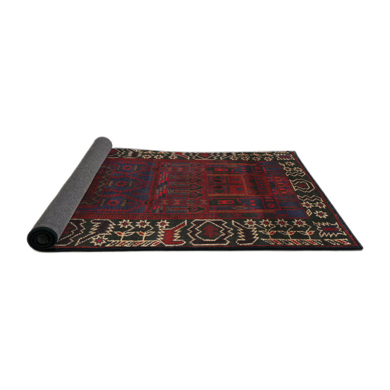 Tapis traditionnel mehroon/bleu/crème Copake, Rond 4 pi