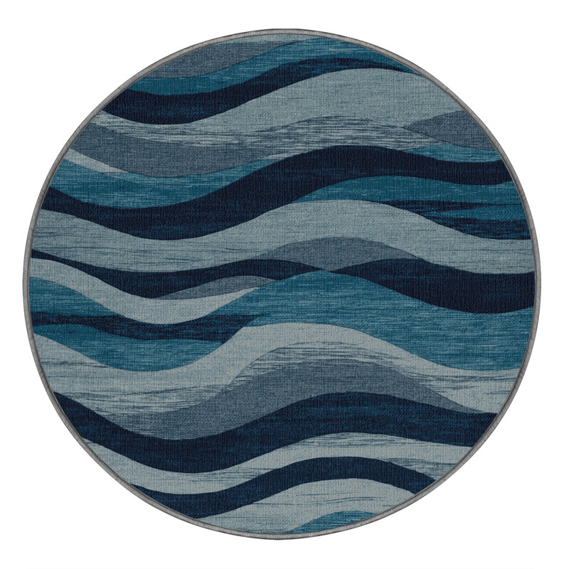 Tapis côtier lavable de luxe Ocean Waves, Rond 7 pi