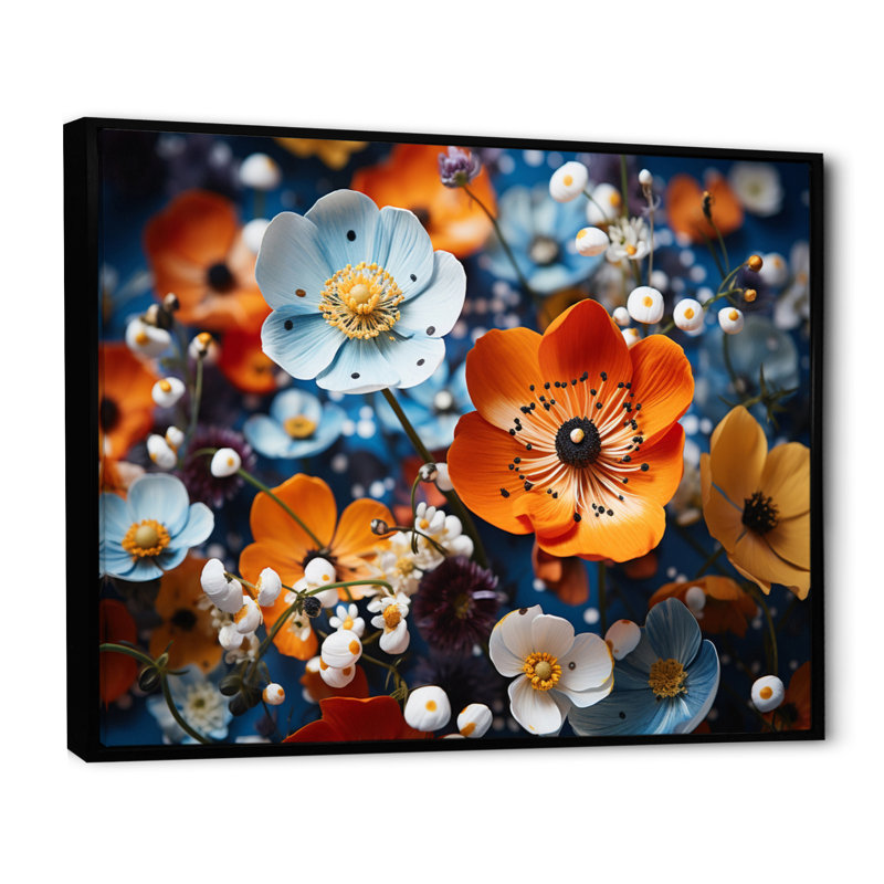 «Vibrant Wildflowers Field II», reproduction sur toile, H 34 po x l 44 po x P 1,5 po, Cadre flottant noir