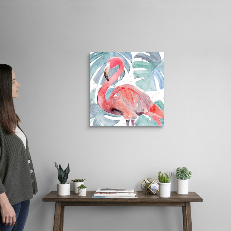 «Flamingo Splash II», art mural sur toile, Toile tendue, H 20 po x l 20 po