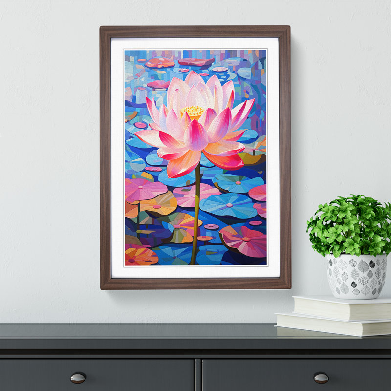 Water Lily Constructivism - Framed Print, Walnut , 64cm H x 46cm W x 2cm D