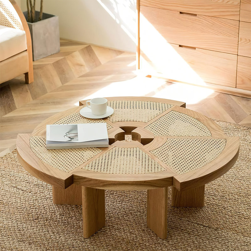 Mid-Century Modern Rio Oval Slatted Wood Coffee Table