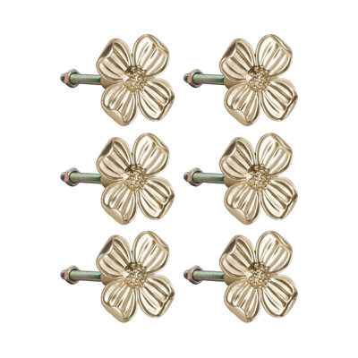6 Piece Oversized Decorative 4-Petal Flower Novelty Knob Multipack