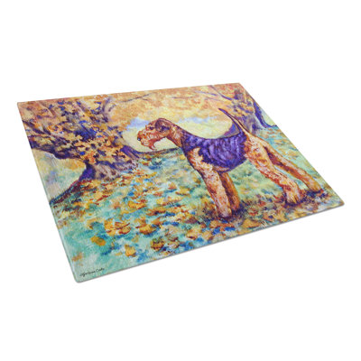 Planche à découper en verre east urban home airedale terrier