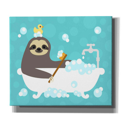 «Scrubding Bubbles Sloth» par Nancy Lee - reproduction d'art sur toile tendue