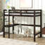 Lit mezzanine simple haut, lit mezzanine en bois d'hévéa avec garde-corps de sécurité, bureau intégré