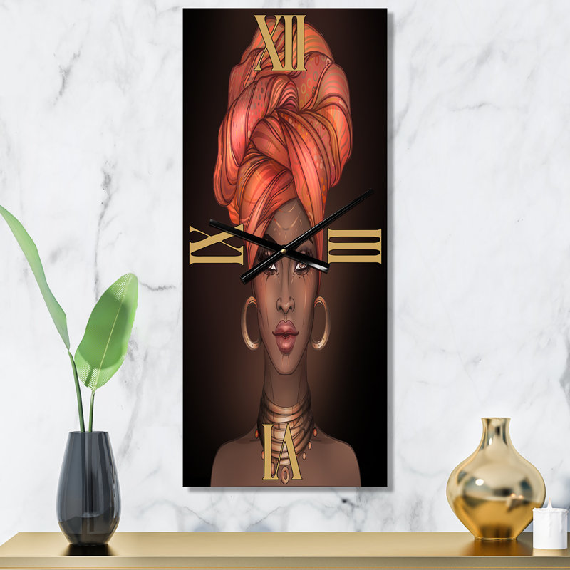 Femme afro-américaine avec Turban V - horloge murale moderne, Grand