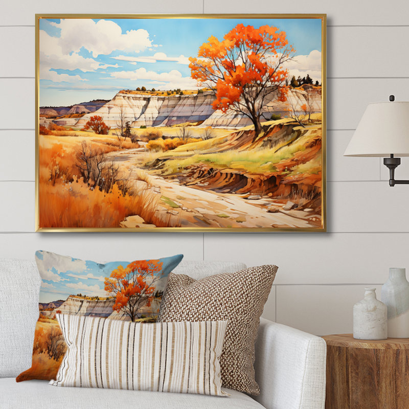Canada Alberta Badlands III - reproduction sur toile, Cadre flottant doré, H 12 po x l 20 po x P 1 po
