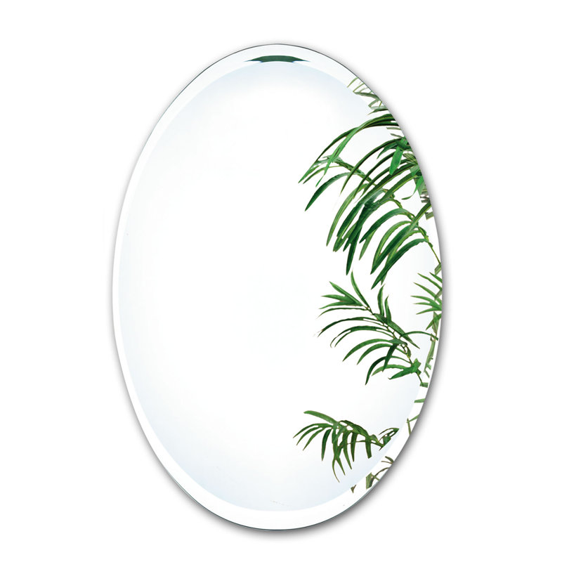 Tapered Oval Glass Beveled Wall Mirror, 31.25" H x 21.25" W
