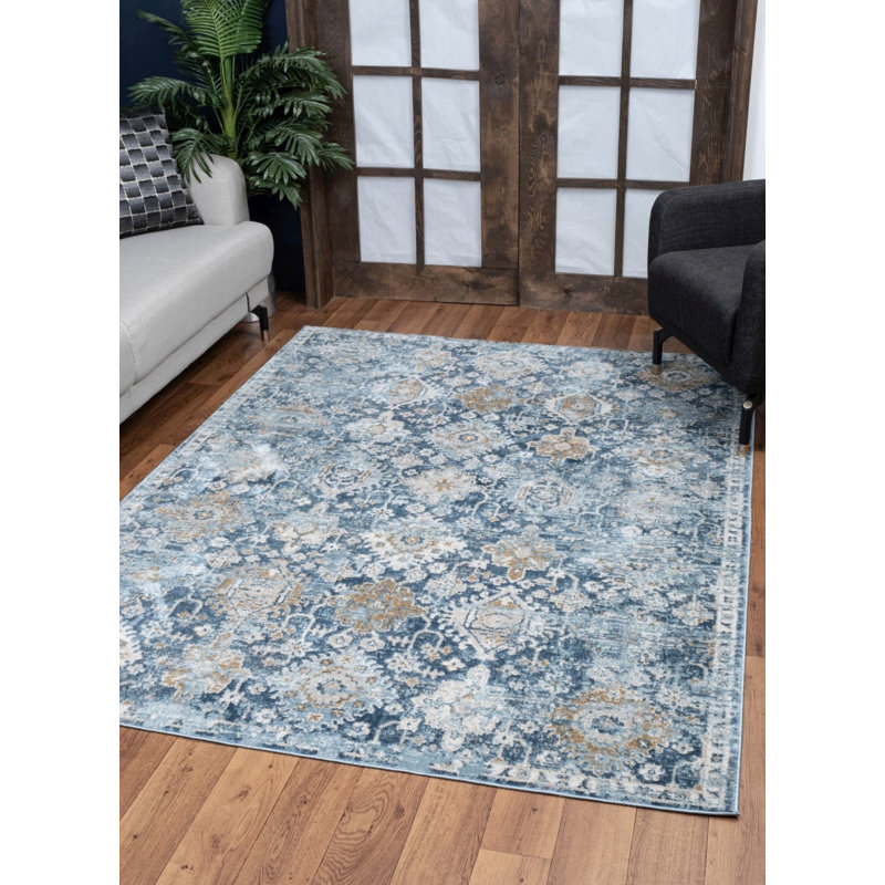 Tapis bleu - 5 pi 3 po X 7 pi 3 po, Rectangle 5 pi 3 po x 7 pi 3 po