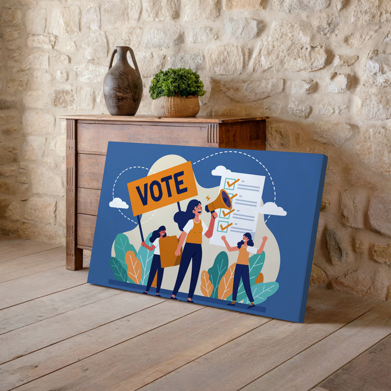 Toile, illustration vibrante représentant un groupe diversifié de trois personnes, art mural qui s'engage dans une scène de campagne