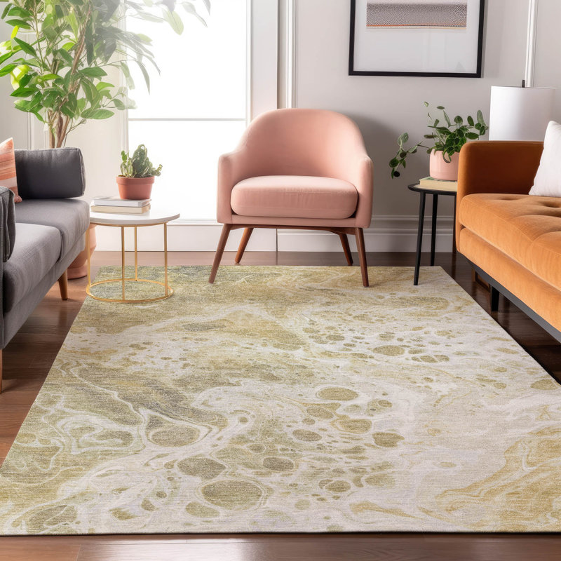 Tapis abstrait Varroville AMF1705 lavable à la machine de qualité supérieure, Rectangle 10 pi x 14 pi