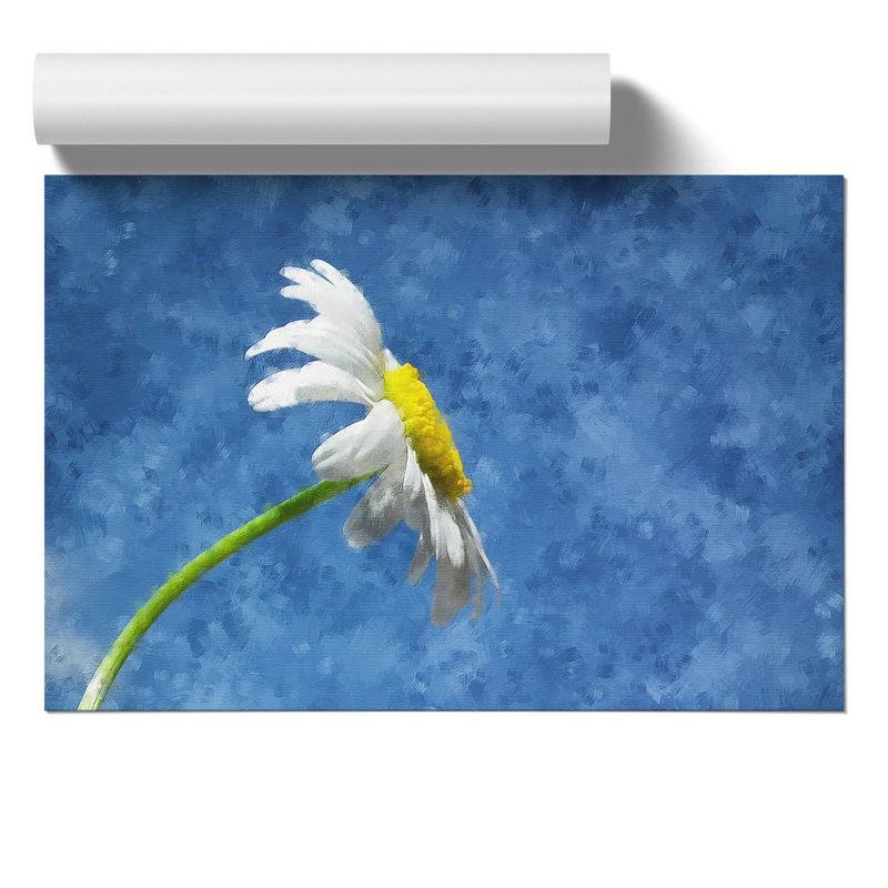 White Daisy Flower Painting - Frameless Print, 42cm H x 59cm W x 0.1cm D