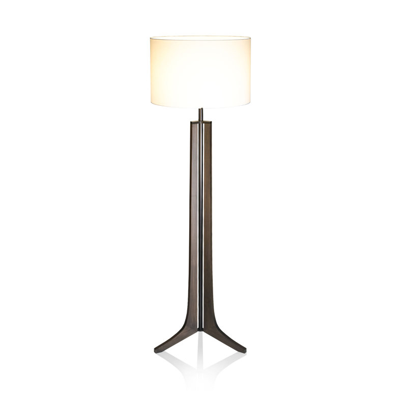 Forma Floor Lamp, White Linen, Dark Stained Walnut, Black Anodized