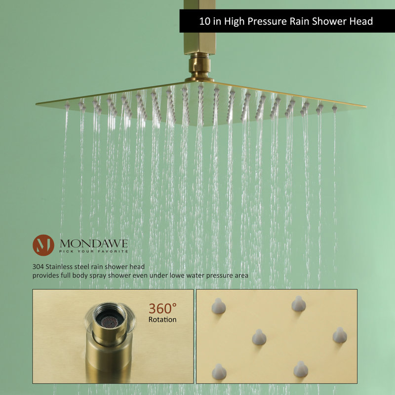 Robinet de douche Calder avec valve brute, PVD or brossé