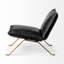  Fauteuil de chambre en cuir grainé noir vieilli avec structure en laiton-133672084-133672085