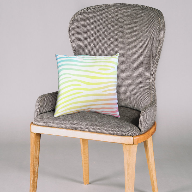 Animal Print Reversible Throw Pillow, Pastel Gradient/White