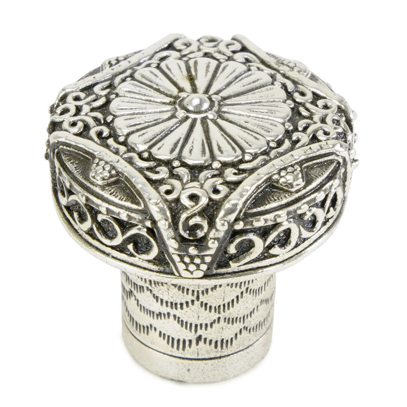 BRISTOL MINI KNOB; BURNISHED, Silver