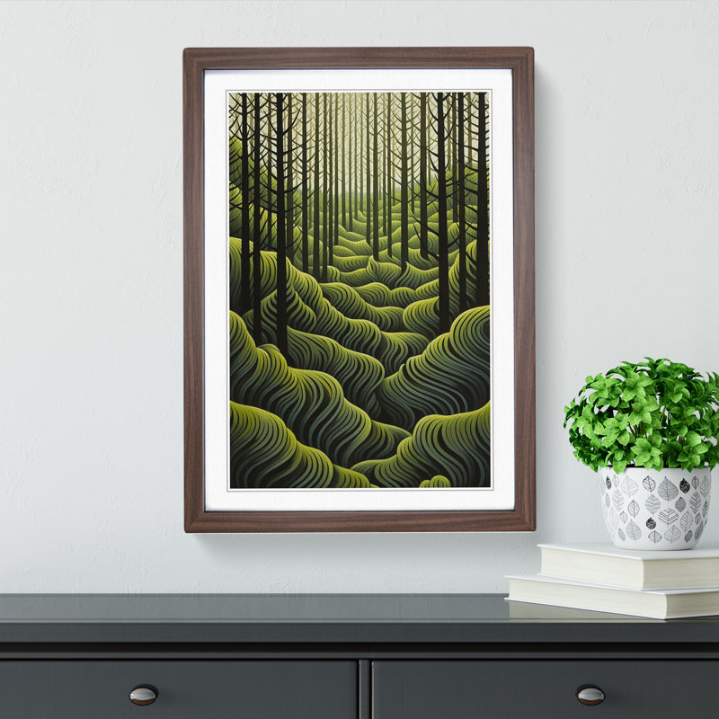 Single Picture Frame Print on Wood, 46cm H x 34cm W, Walnut Framed