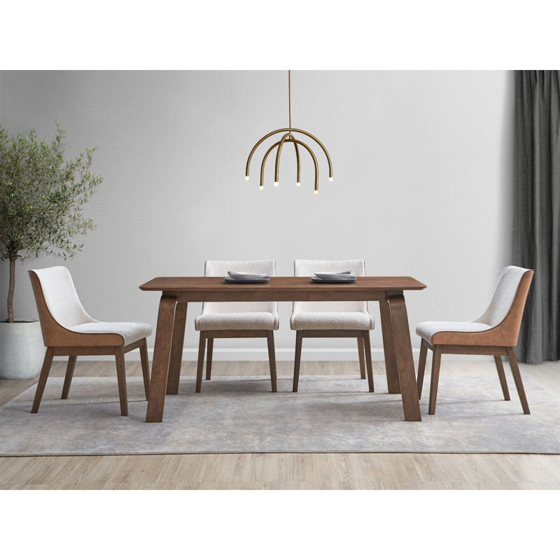 Ensemble de salle à manger 5 pièces à finition noyer avec chaises d'appoint Ginny