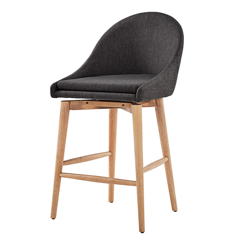 Tabouret de bar et de comptoir pivotant Loyd, Gris foncé, Naturel, Tabouret de comptoir (assise de 24 po de hauteur)