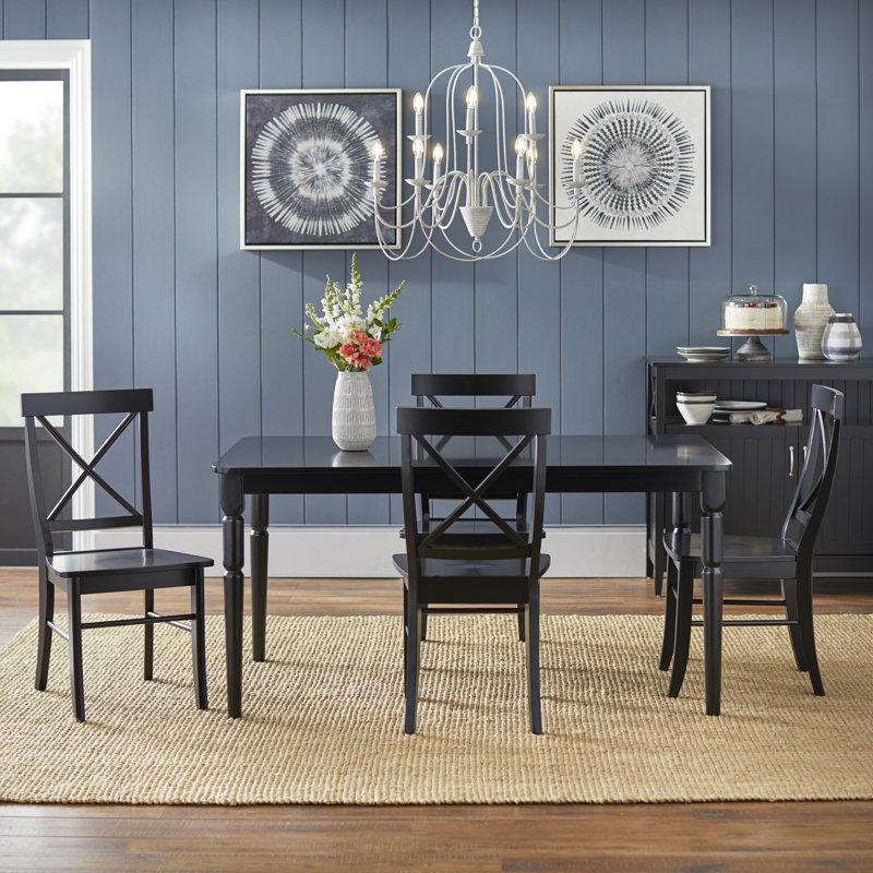 Bellmead Four Leg Dining Set, Black Table with Black Chairs, 5-Piece (1 Table, 4 Chairs)