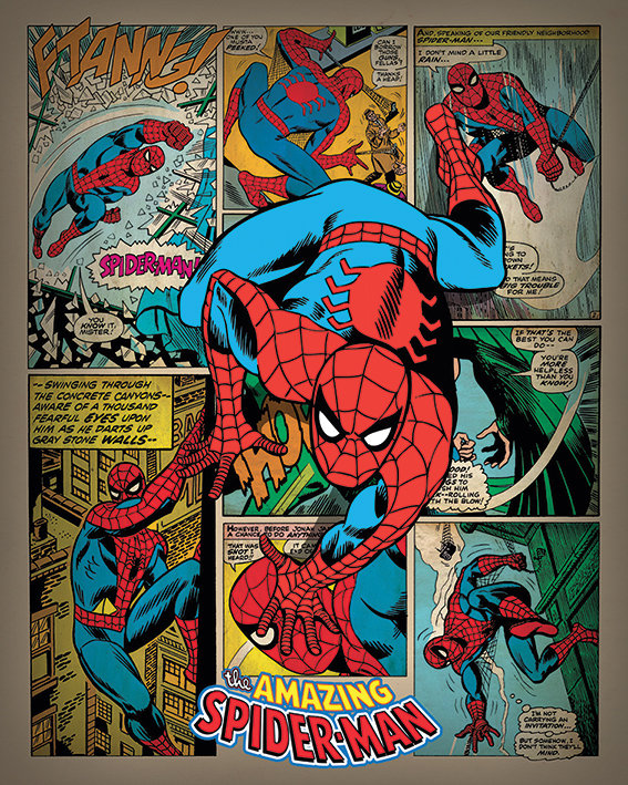Spiderman Retro - Wrapped Canvas Rectangle Print, 50cm H x 40cm W