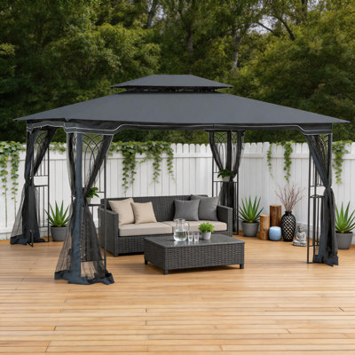 Tente de pavillon 13 x 10 avec abri de jardin et moustiquaire pour patio