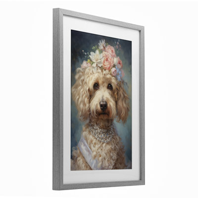 «Fancy Labradoodle», reproduction encadrée sous verre, conception de Wumples