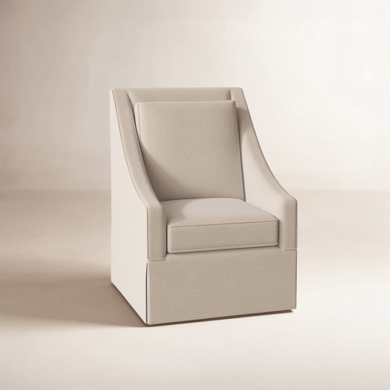 Teagan Upholstered Slipcovered Swivel Armchair, Eggshell Crypton Performance; 0884-93