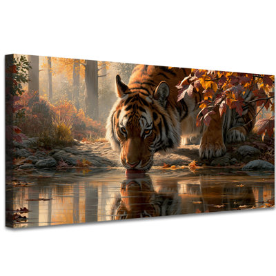 Toile d'automne, art mural, forêt de tigre, peinture, ferme rustique, automne, œuvre d'art pour chambre à coucher, salon, décoration murale, (30 po x 60 po)