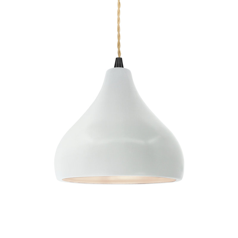 Luminaire suspendu à 1 lumière Meydan, H 7,25 po x l 8 po x P 8 po, Blanc brillant / blanc brillant, Noir mat