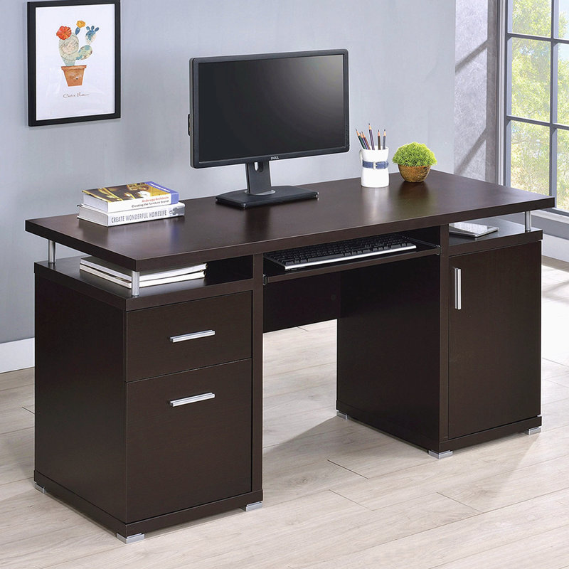 Bureau d'ordinateur avec 2 tiroirs et armoire