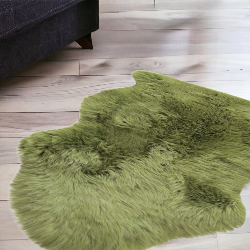 Haghni 2' X 3' Sage New Zealand Lambs Wool Area Rug, Novelty 2' x 3'