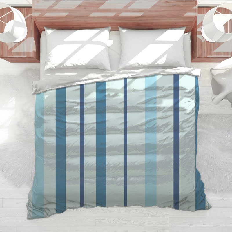 Blue Vertical Stripes Comforter, King